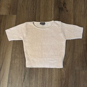 Vintage Style New York Women's Short Sleeve Crop Sweater - Peach